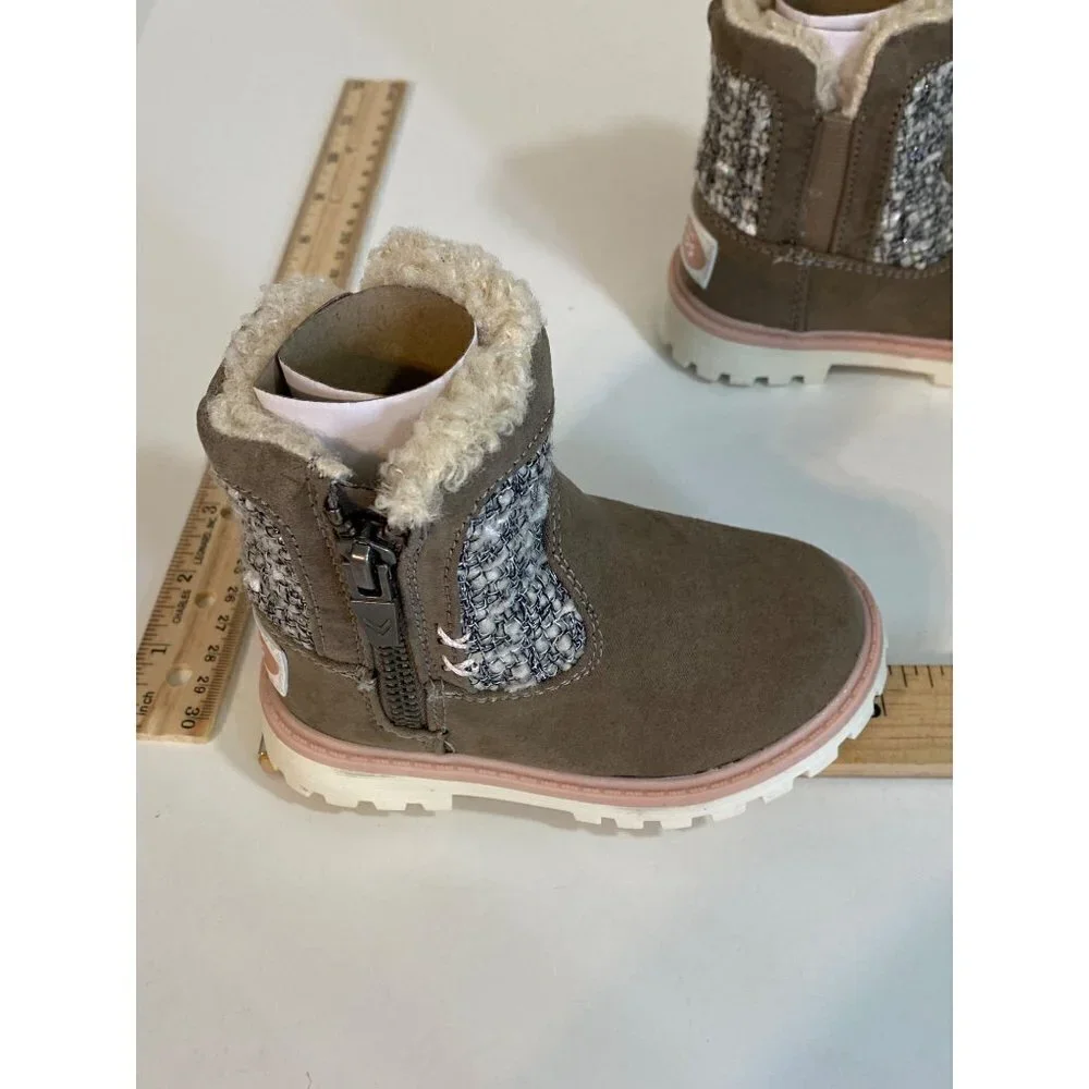 New Dr. Scholl's Kendal Toddler Girl Size‎ 5 Faux Suede & Sherpa Ankle Boots